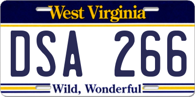WV license plate DSA266
