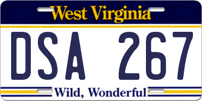 WV license plate DSA267