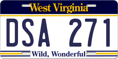 WV license plate DSA271