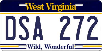 WV license plate DSA272