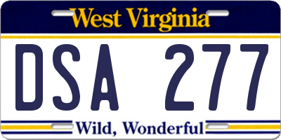 WV license plate DSA277