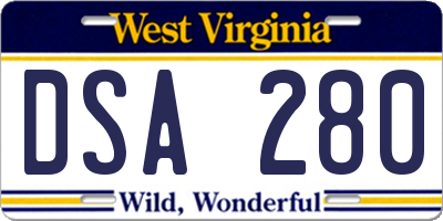 WV license plate DSA280