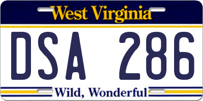 WV license plate DSA286