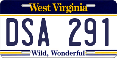 WV license plate DSA291