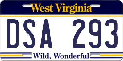 WV license plate DSA293