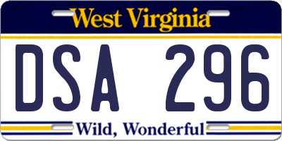 WV license plate DSA296