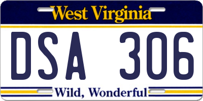 WV license plate DSA306