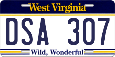 WV license plate DSA307