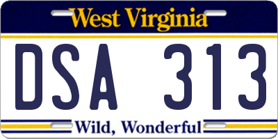 WV license plate DSA313
