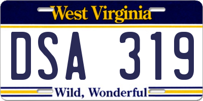 WV license plate DSA319