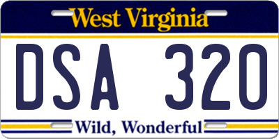 WV license plate DSA320