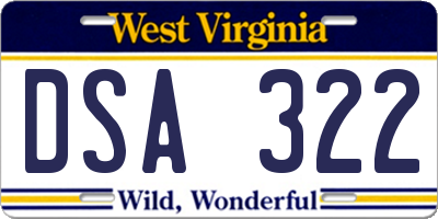WV license plate DSA322