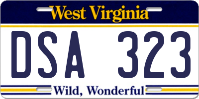 WV license plate DSA323