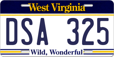 WV license plate DSA325