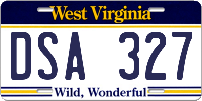 WV license plate DSA327