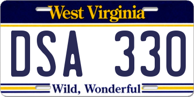 WV license plate DSA330