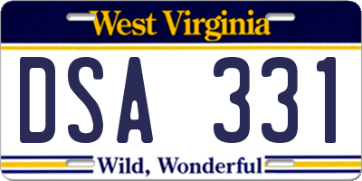 WV license plate DSA331