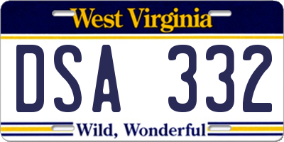 WV license plate DSA332