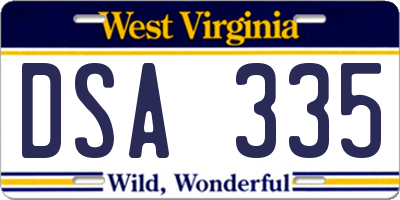 WV license plate DSA335