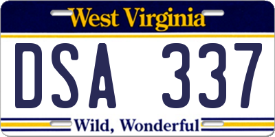 WV license plate DSA337