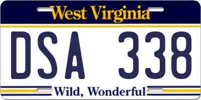 WV license plate DSA338