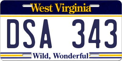 WV license plate DSA343