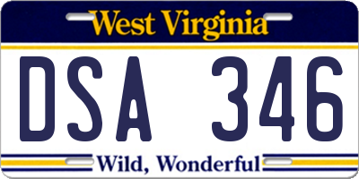 WV license plate DSA346