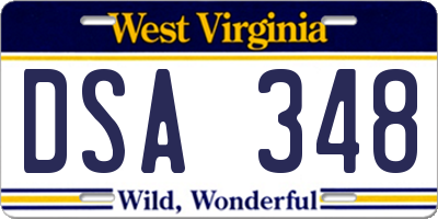 WV license plate DSA348