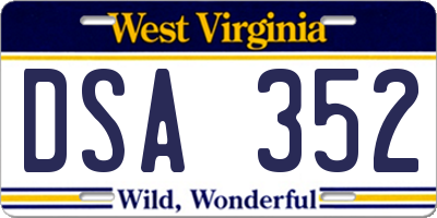 WV license plate DSA352