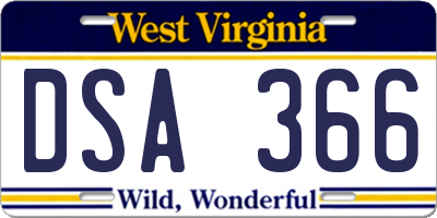 WV license plate DSA366