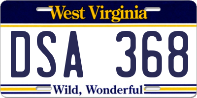 WV license plate DSA368