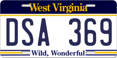 WV license plate DSA369