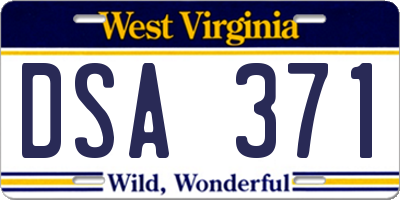 WV license plate DSA371