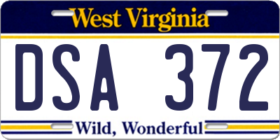 WV license plate DSA372