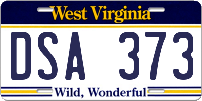 WV license plate DSA373