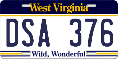 WV license plate DSA376
