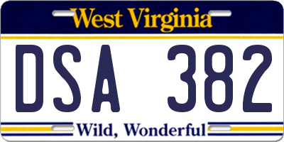 WV license plate DSA382
