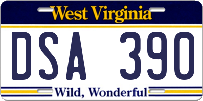 WV license plate DSA390