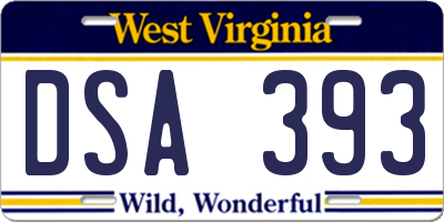 WV license plate DSA393