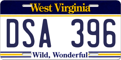 WV license plate DSA396