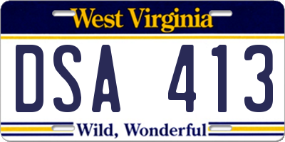 WV license plate DSA413