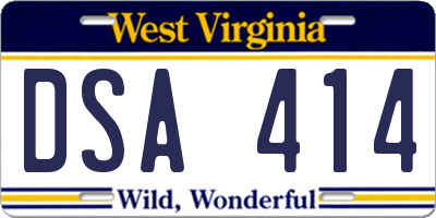 WV license plate DSA414