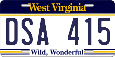 WV license plate DSA415