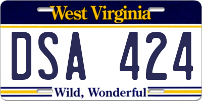 WV license plate DSA424