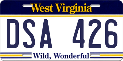 WV license plate DSA426