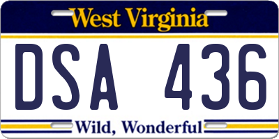WV license plate DSA436