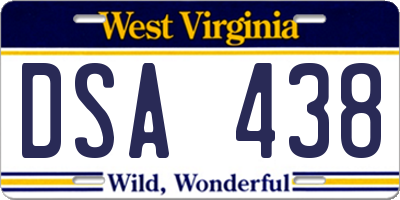 WV license plate DSA438