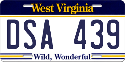 WV license plate DSA439
