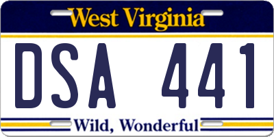 WV license plate DSA441