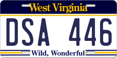 WV license plate DSA446